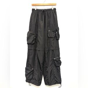 Pacsun Extreme Cargo Pants Wide Leg Black Lightweight Multiple Pockets Women’s M